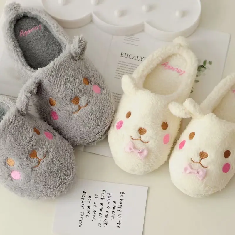 

Lovely Bear Sheep Plush Indoor Warm Winter Adults/Kids Soft Animals Shoes Kids Birthday Christmas Gifts Girls Valentine Presents