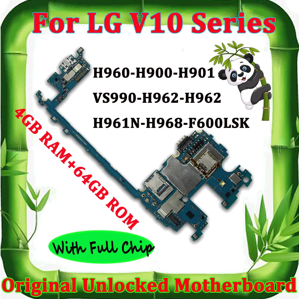 Оригинальная материнская плата разблокировки для LG V10 H968 H960A H960 H962 H961 H961N H900 H901 VS990