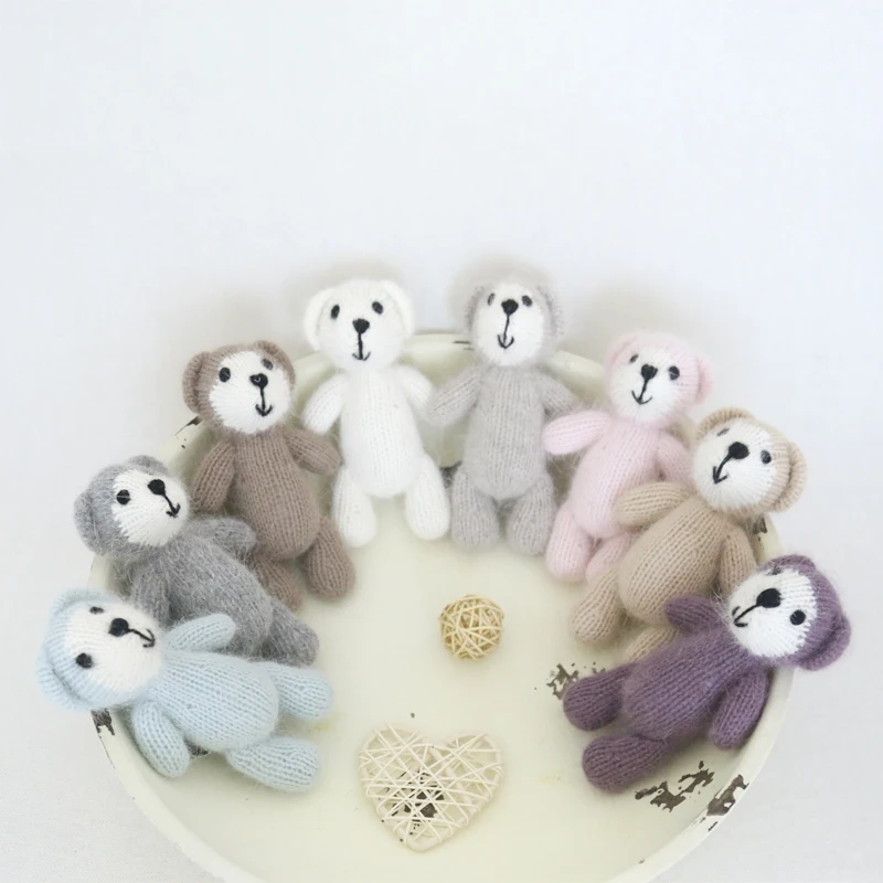 

Newborn Prop Toy Teddy Bear Knitted Bear Toy For Photo Props Crochet Mohair Animal Stuffed Christmas Gift