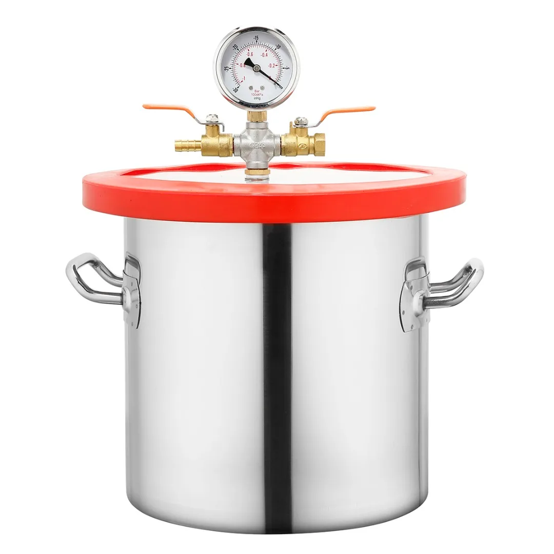 

Вакуумная камера 1,5/2 /3 /5 галлонов нержавеющая сталь вакуумная камера для дегазации стеклянная крышка Термообработанная силиконовая прокла...