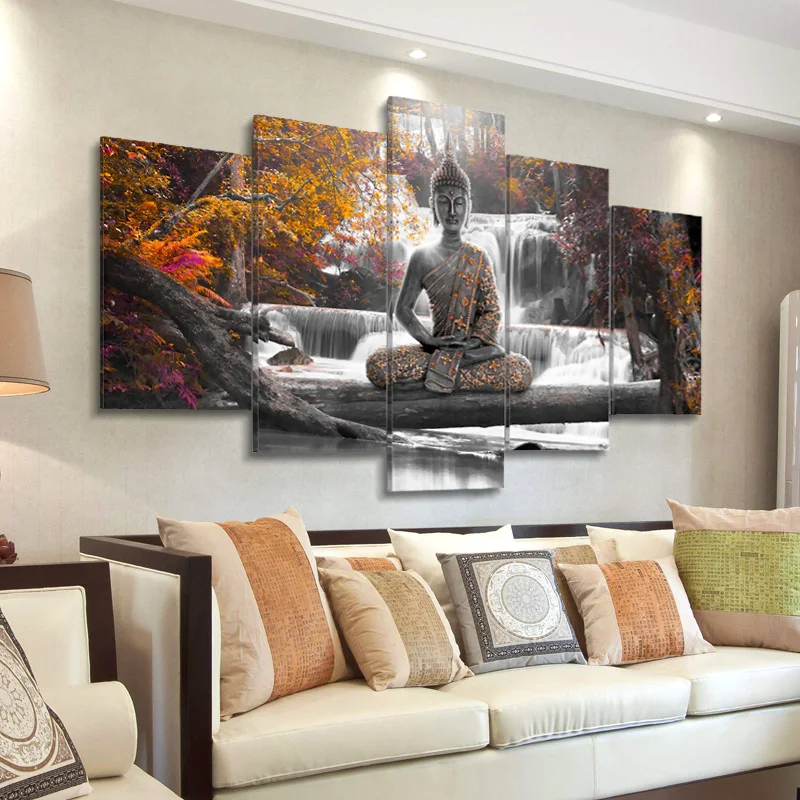 Плакаты и принты статуи Будды пейзаж холст живопись современное настенное