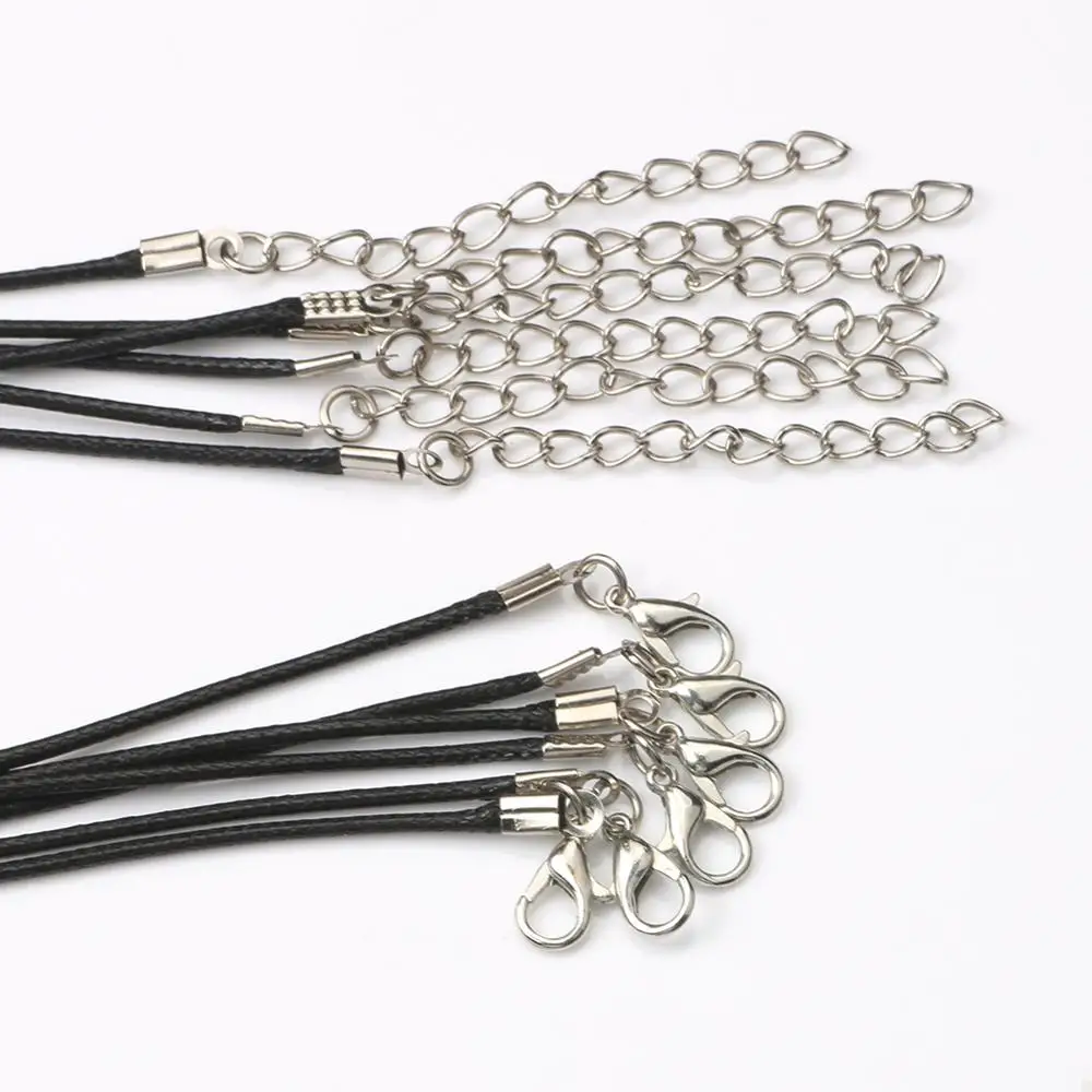 10pcs 45cm Braided Adjustable Black Leather Rope Wax Cord DIY Handmade Necklace Pendant Lobster Clasp String Jewelry Chains | Украшения и