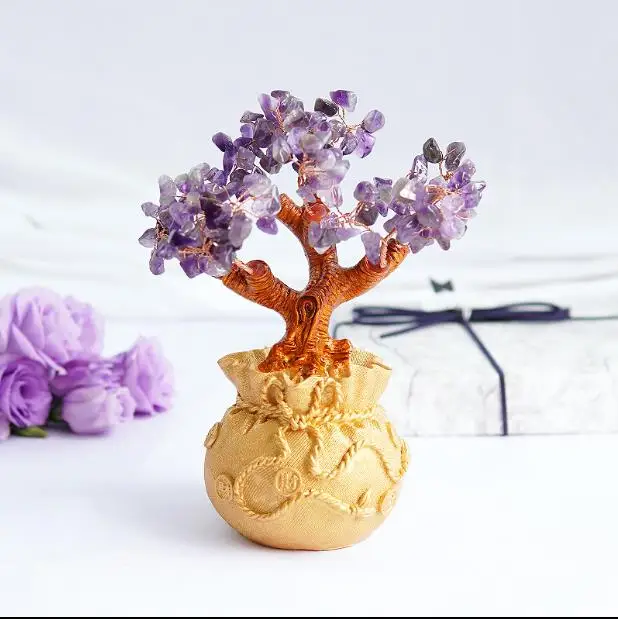 Натуральное Хрустальное денежное дерево с топазом корнест декор для гостиной