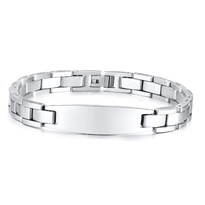 

Classic Custom Silver Color stainless steel jewelry cuff bangle charm bracelet for men