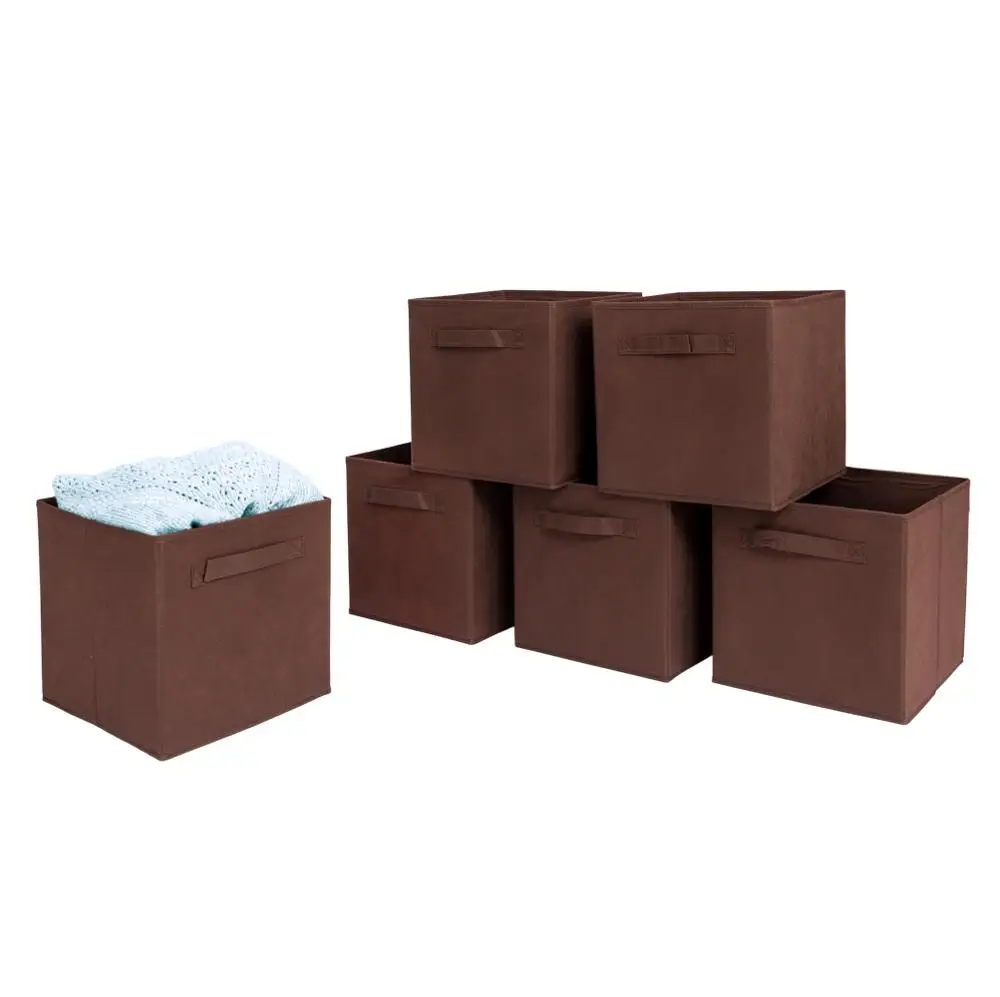 

Breathable And Durable 6pcs High Quality Non-woven Fabrics Storage Boxes Brown For Home US Stock
