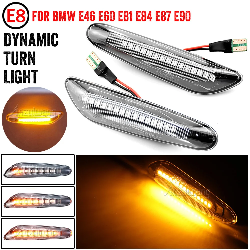 

For BMW E90 E91 E92 E93 E60 E61 E81 E82 E83 E84 E88 E46 LED Dynamic Turn Signal Side Marker Light Sequential Blinker Light 2pcs