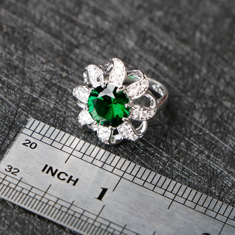 

Green Cubic Zirconia Silver 925 Jewelry Sets Christmas Earrings/Rings/Pendant/Necklace/Bracelets Sets For Women Free Gfit Box