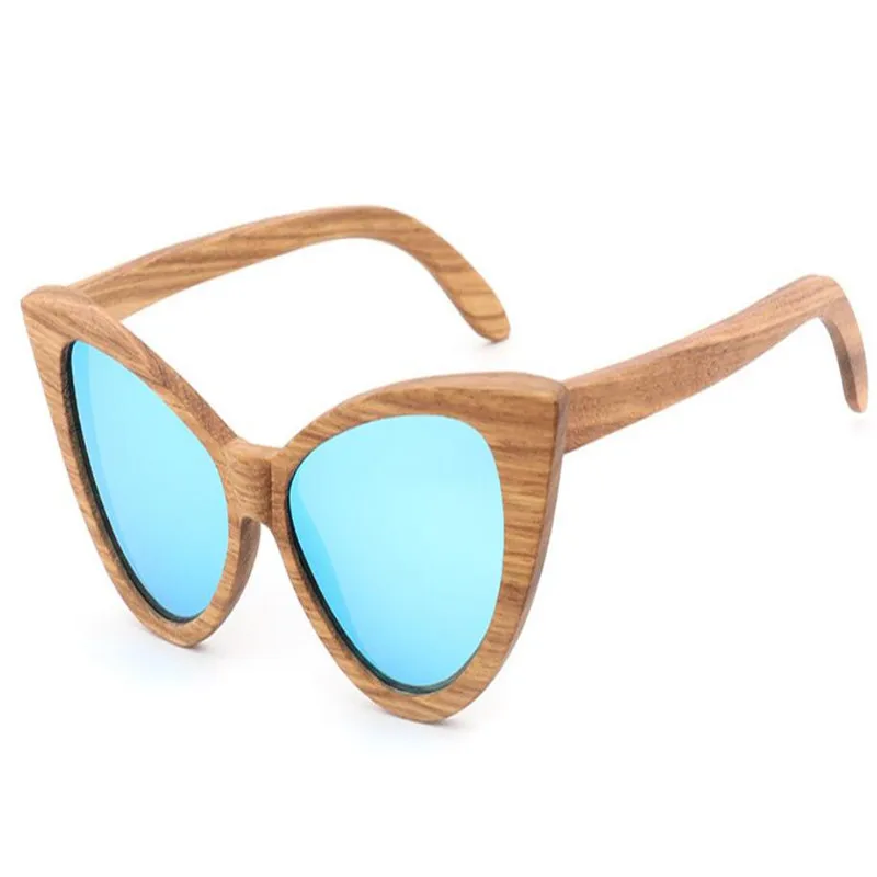 

MONGOTEN Cat Eye Design Unisex Fashion Full Rim Handmade Wooden Driving Sunglasses Eyewear UV400 Protection Polarized Sunglasses