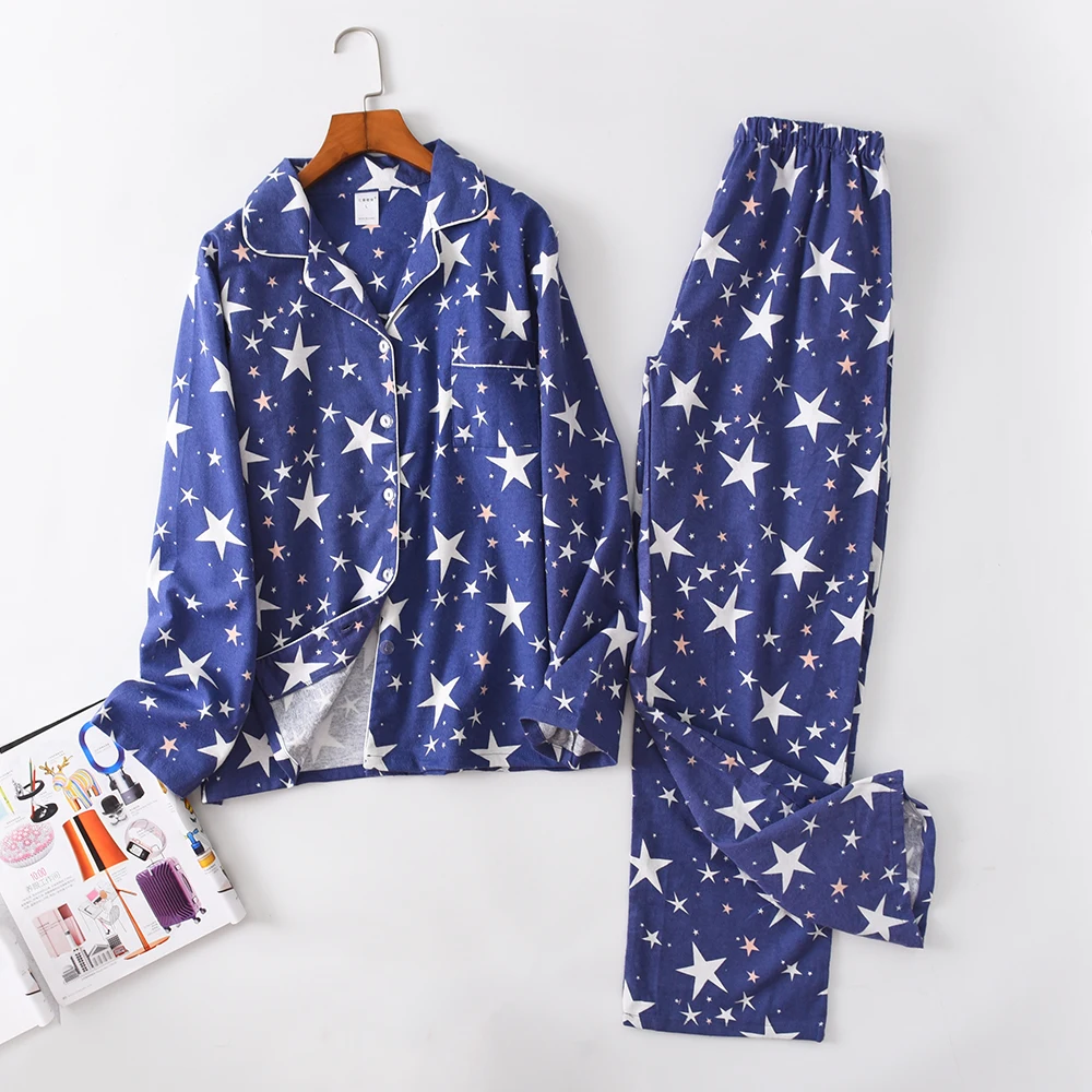 

Pajamas for women Winter cotton flannel Cardigan Pajama set