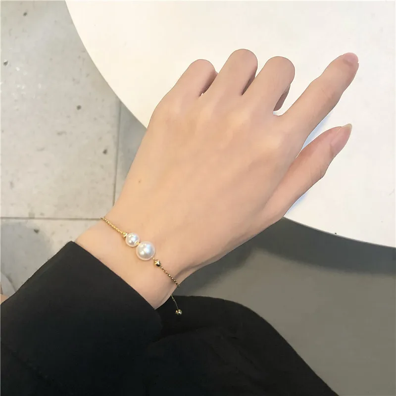 Готическая золотая цепочка регулируемый размер жемчужный браслет для женщин