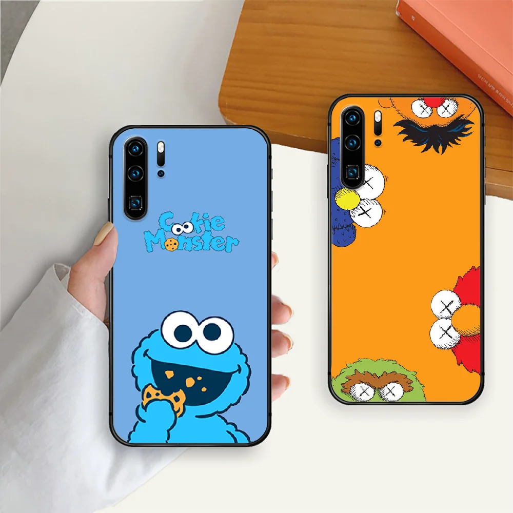 

Sesame Street Cute Cookie Monster Phone Case Cover For Huawei P 10 20 30 40 Mate Lite Pro Smart Z 2019 Black