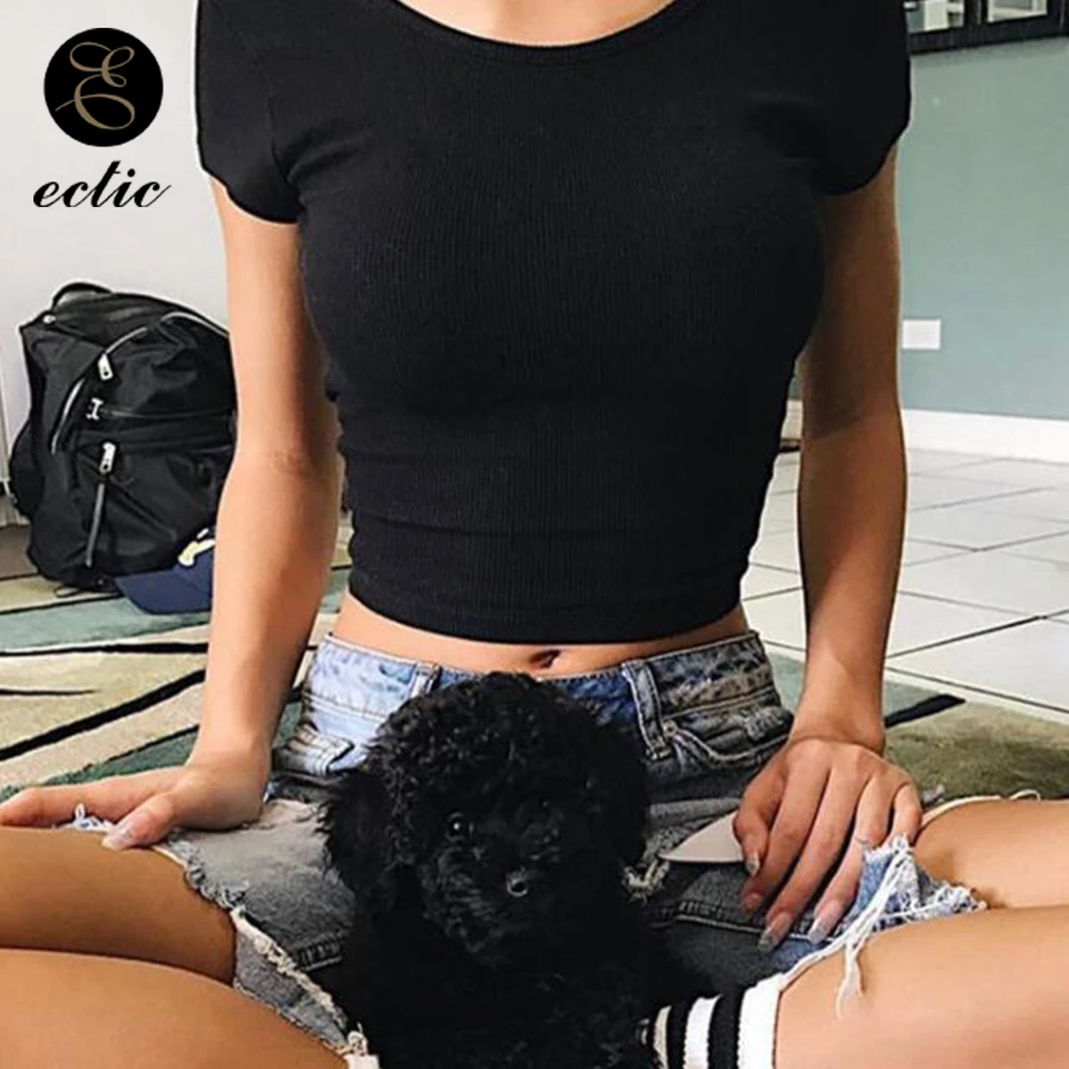 Без Спинки Открыть Спина Модный Дамы Футболка Женщина Облегающее Стройный