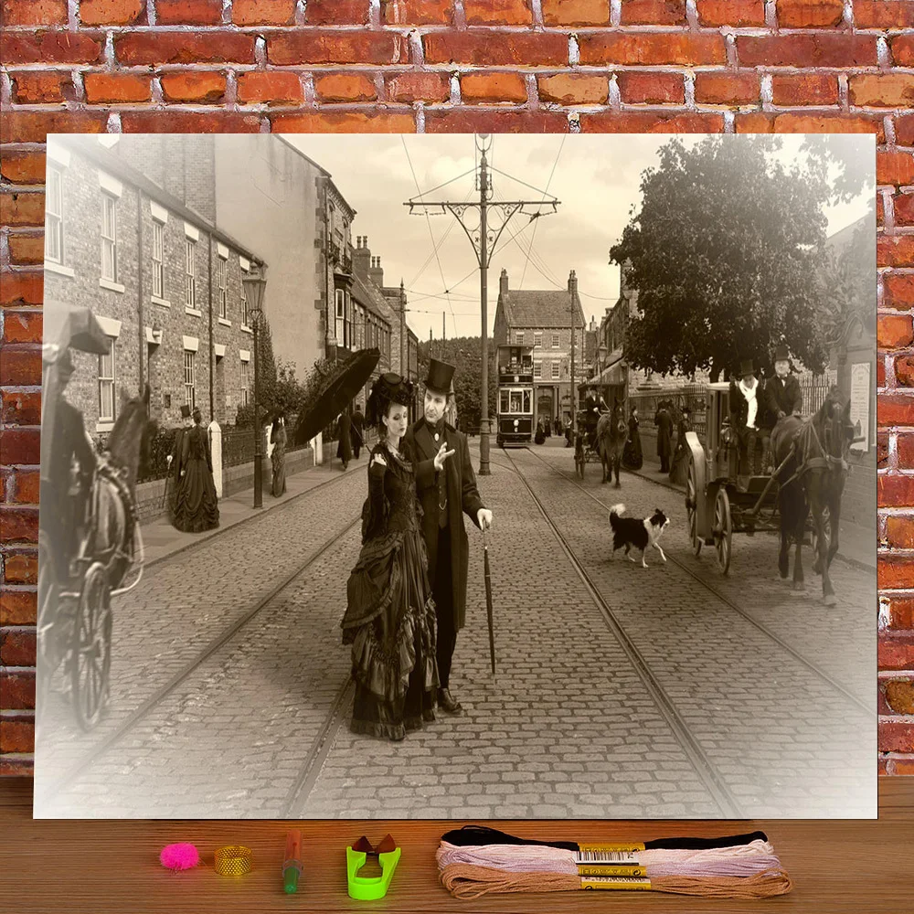 

Woman Girl Printed Water-Soluble Canvas 11CT Cross-Stitch DIY Embroidery Patterns DMC Threads Handicraft Handmade Magic