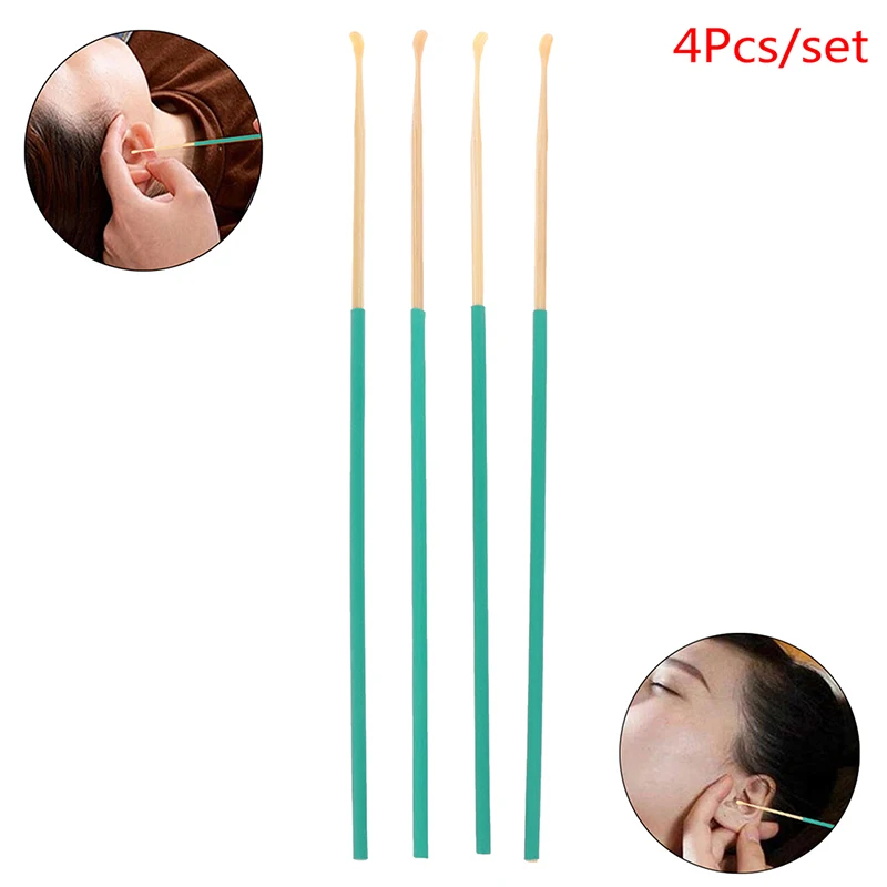 

4Pcs Bamboo Wooden Ear Cleaner Spoon Anti-Skid Earpick Earwax Removal Ear Care