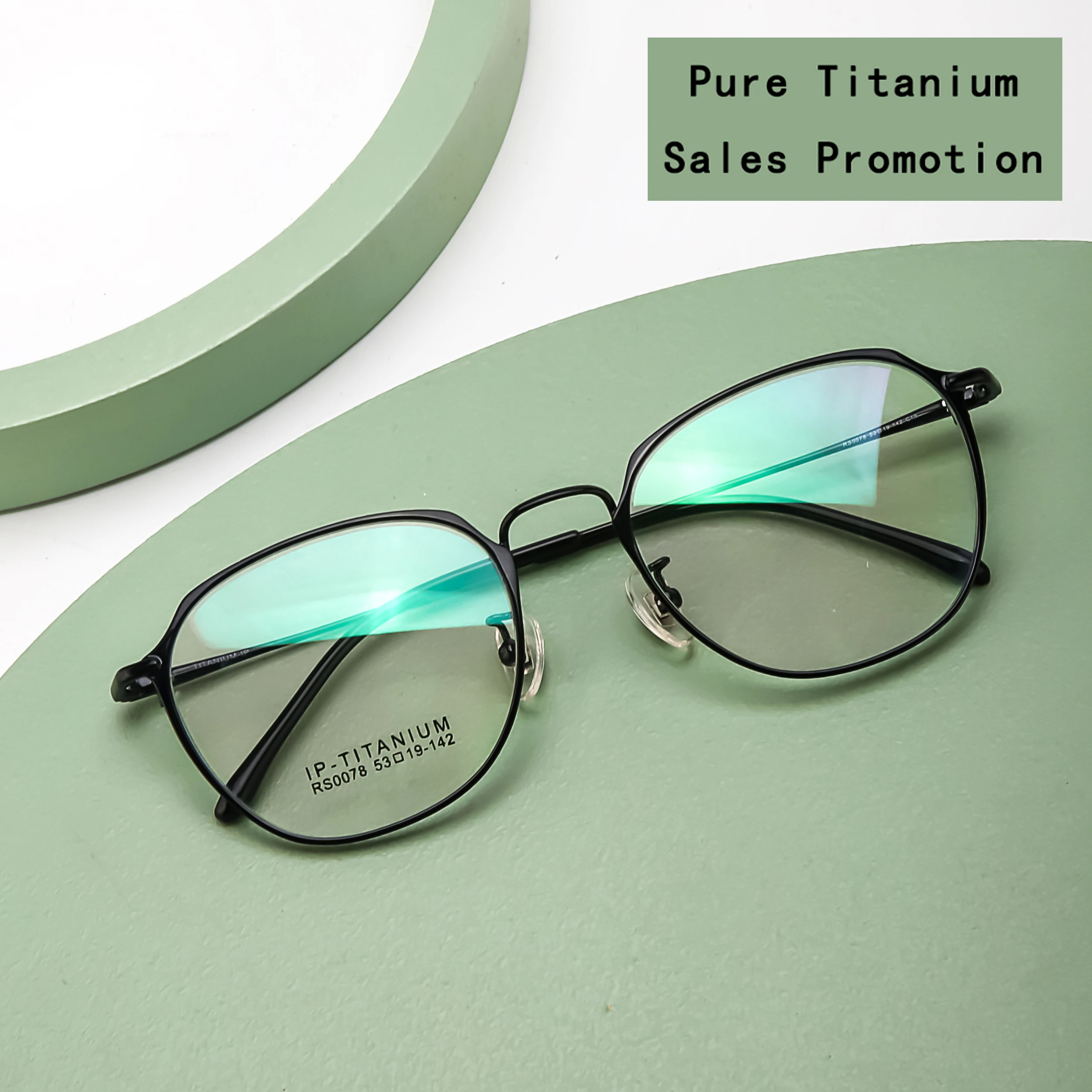 

Sales Promotion Pure Titanium High-End Fashion Polygonal Retro Frame Big Face Prescription Glasses For Men And Women