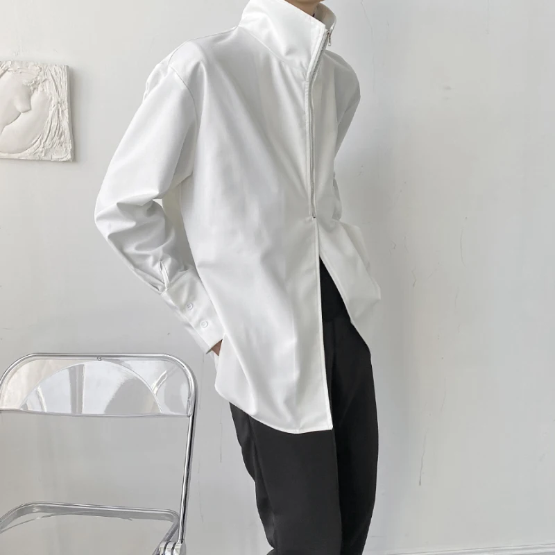 

XS-6XL New 2021 Men Women's clothing Catwalk personality Simple stand collar Long Sleeve Shirt plus size costumes