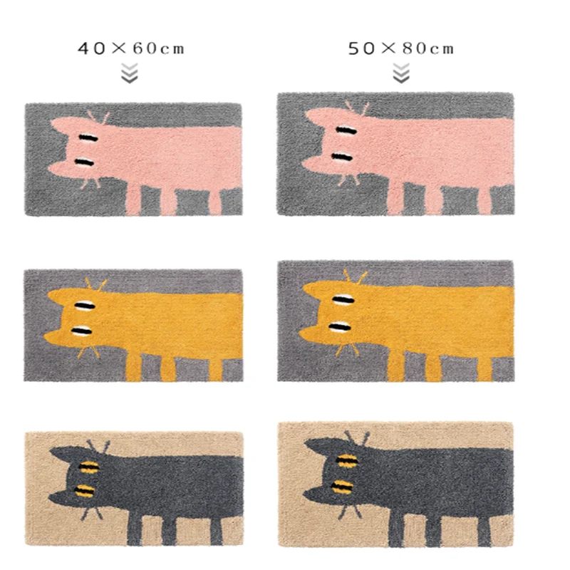 Коврик для ванной с изображением кошки разных цветов классический узор супер