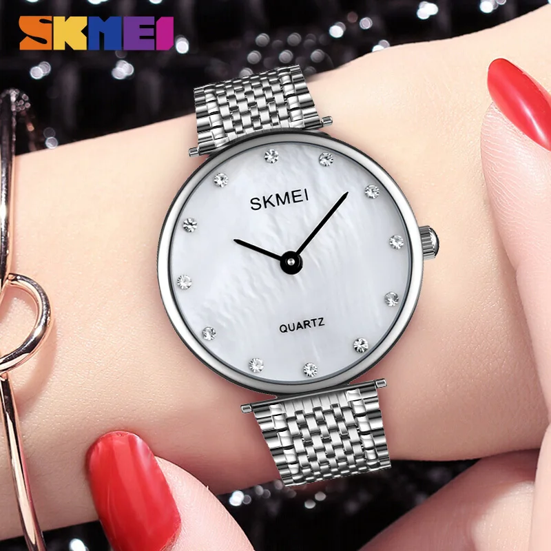 Часы SKMEI женские кварцевые модные простые водонепроницаемые из нержавеющей