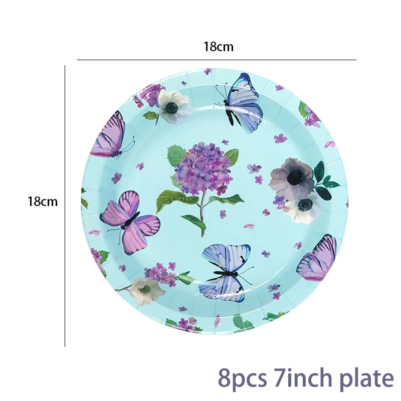 Бабочки вечерние одноразовая посуда чашки пластин салфетки Baby shower Декор Бабочка