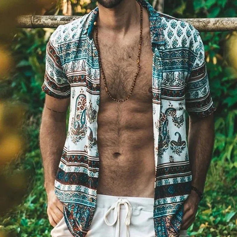 Летняя мужская Повседневная рубашка с длинным рукавом свободная винтажная