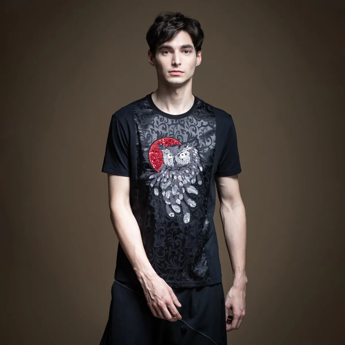 

Pinli 2020 Summer New O-neck Slim Panel Jacquard Animal Applique Casual Men Short Sleeve T-shirt Cool Boy Hot Sale B202711314