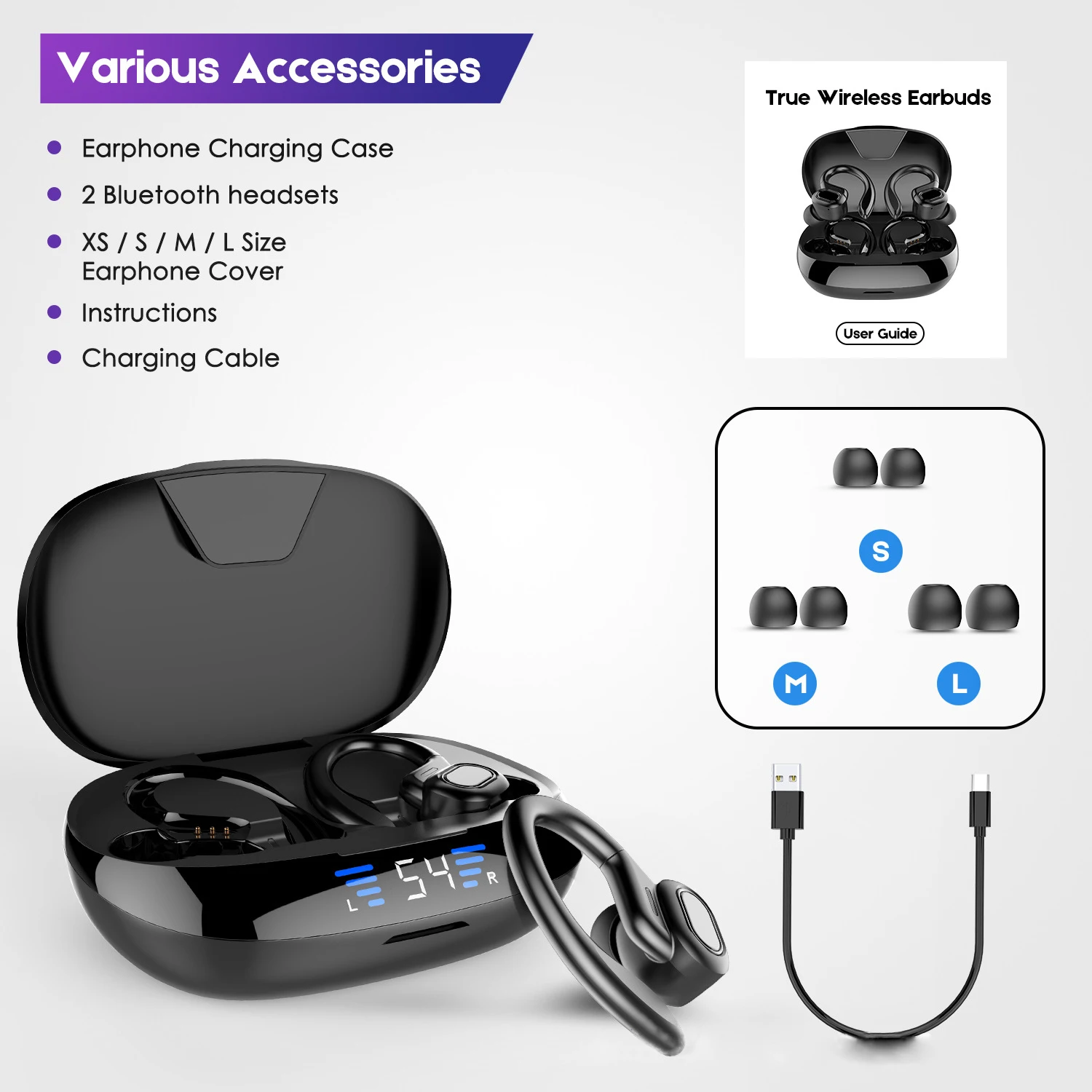 

Symoso True wireless Bluetooth 5.0 Headphones 9D Stereo 2600mAh Charging Box Sprots IPX7 Waterproof Earbuds Headset For Phone