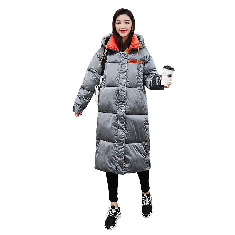 

Fashion Epaulet Glossy Parka Winter Jacket Women 2020 New Thick Long Hooded Parka Coat Female Office Lady