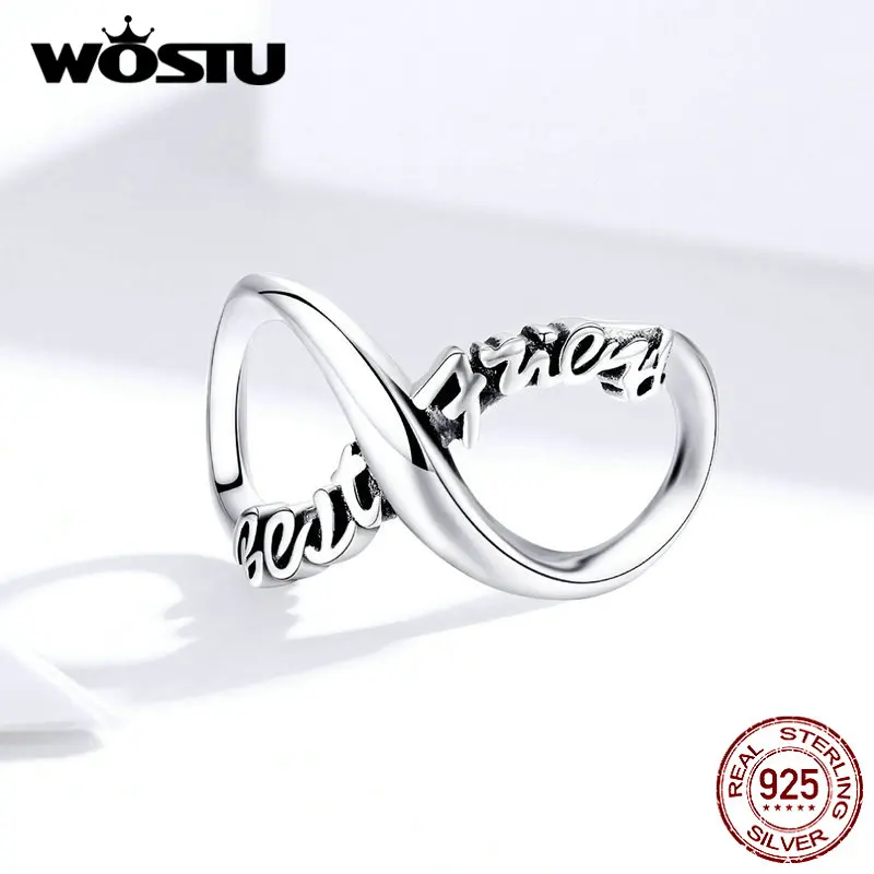 WOSTU Бесконечность любовь бусины 925 пробы серебряные подвески для лучших друзей подходят браслет кулон Дружба Ювелирные изделия Подарки DXC1344