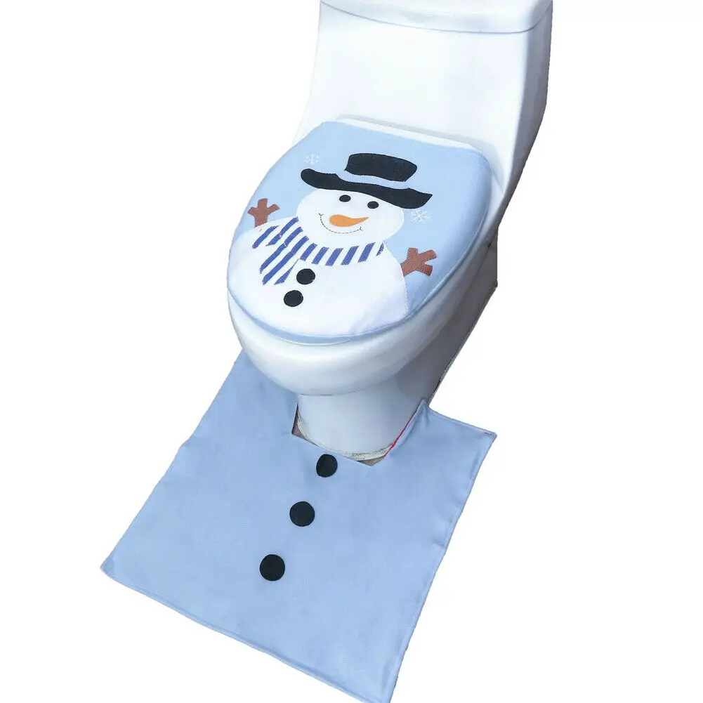 3 вeщи рoждeствeнский сиденье для унитаза крышка ковер Ванная комната коврик