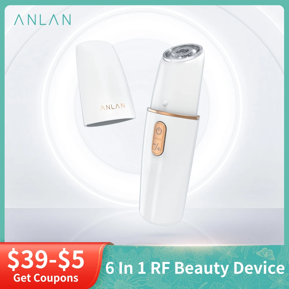 ANLAN 6 In 1 RF Beauty Device EMS Face Lifting Facial Mesotherapy Radio Frequency Red and Blue Colors Skin Care Firming |