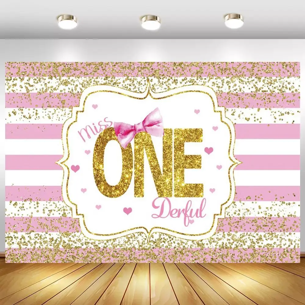 

Royal Princess Baby Shower Photography Backdrop Newborn Baby One Birthday Party Decor Background Pink White Striped Flowers