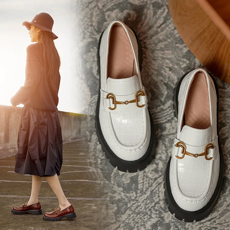 

HOT women pumps natural leather 22-25cm length European and American slub pattern cowhide shoes Metal decoration shoes women