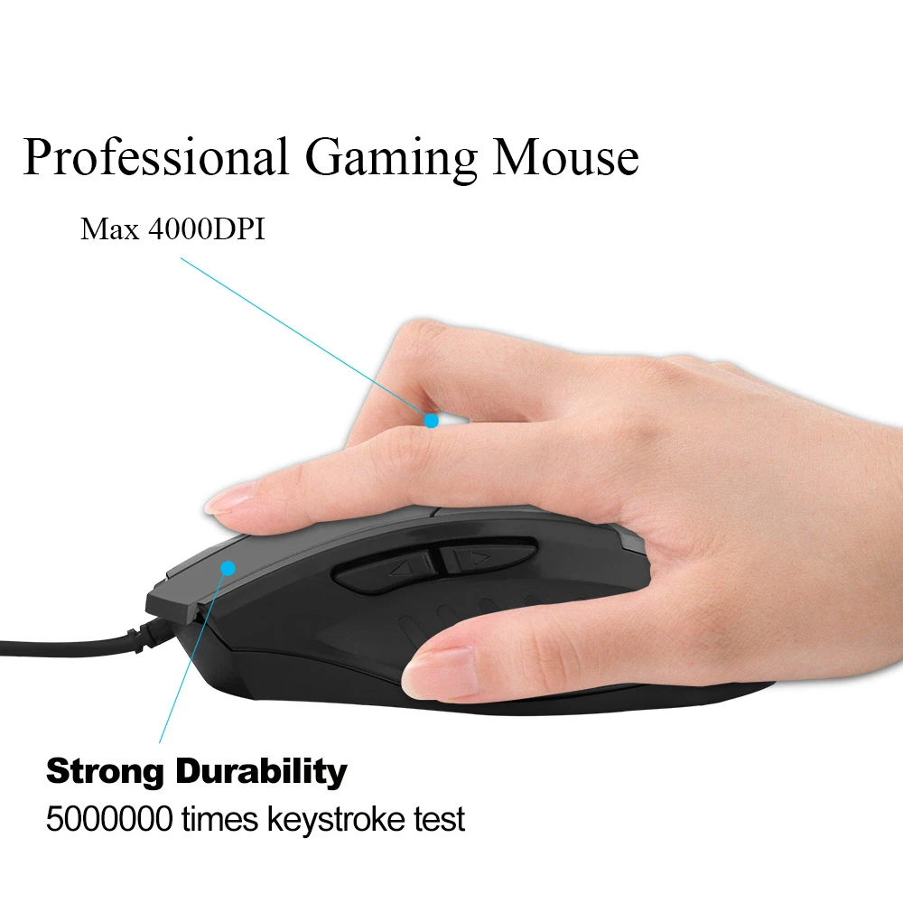 

Gaming Mouse 6 Button Ergonomic Wired USB Computer Mouse Gamer Mice Silent Mause 4000DPI Optical Mouse For PC Laptop