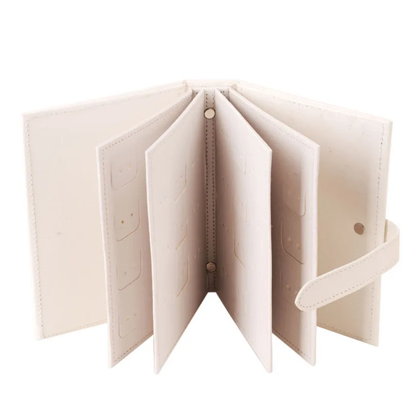 

Earrings Jewelry Storage Box Bracket Book Shape Earring Organizer Display Stand Portable Jewelry Bag Foldable Leather Creative