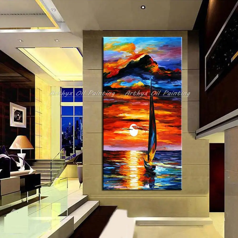 Arthyx ручная роспись палитра нож лодка Масляные картины на холсте Современные