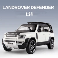 124 alloy diecast defender model toy car simulation sound light pull back collection toys vehicle for children gifts