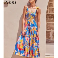 print sexy red pink yellow vestidos summer vacation outfits midi slip backless dress women 2021sleeveless sukienki for polyester