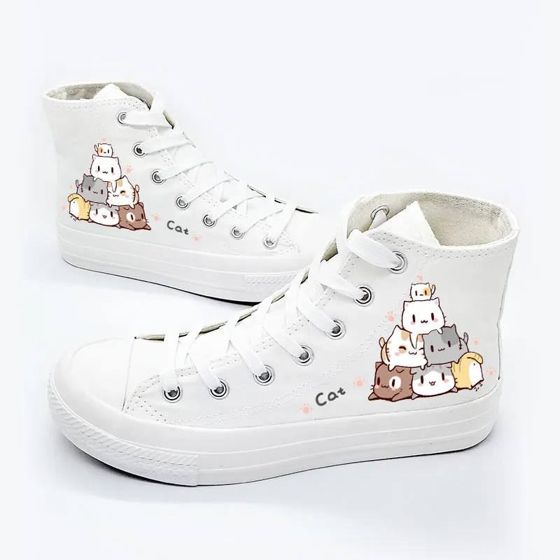Skatebarding Shoes High Quality Vulcanized Shoes Causal Soft Shoes Women flat sole shoes chaussure femme White Canvas High Shoes