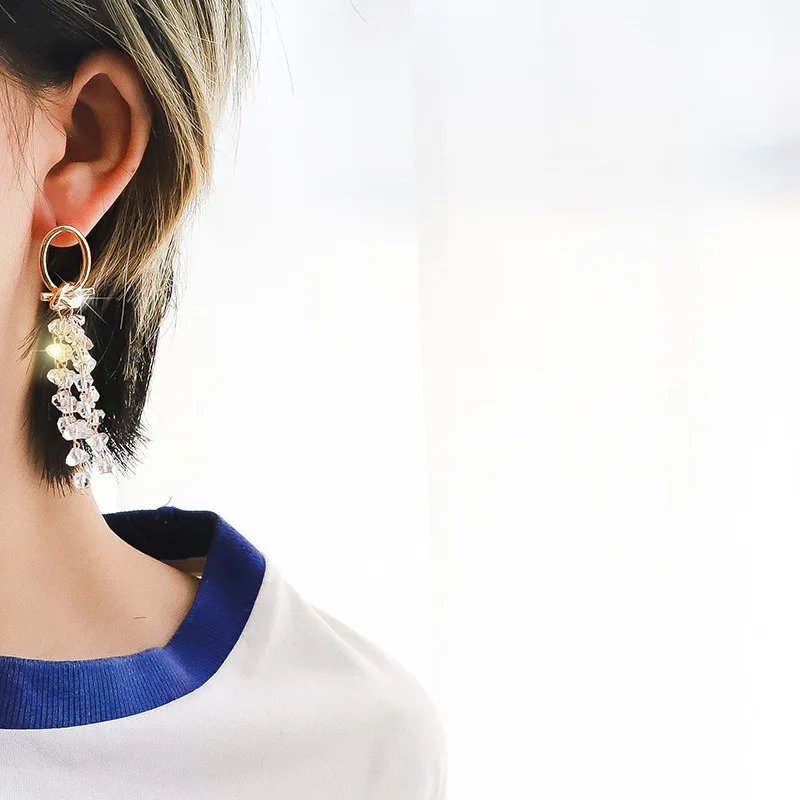 Корейские аксессуары для женщин и девушек Модные Изящные Висячие длинные серьги