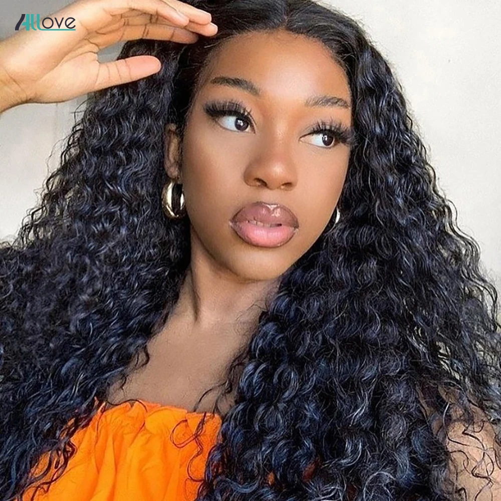 

Allove Kinky Curly Human Hair Bundles Brazilian Hair Extensions Non Remy Human Hair Natural Black Color 1/3/4Pcs 100% Human Hair
