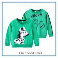 cute cartoon print childrens sweater boys and girls round neck long sleeved fashion clothing