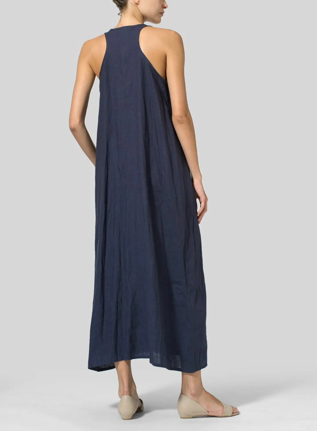 Женское платье джемпер без рукавов черное Свободное длинное цельное макси