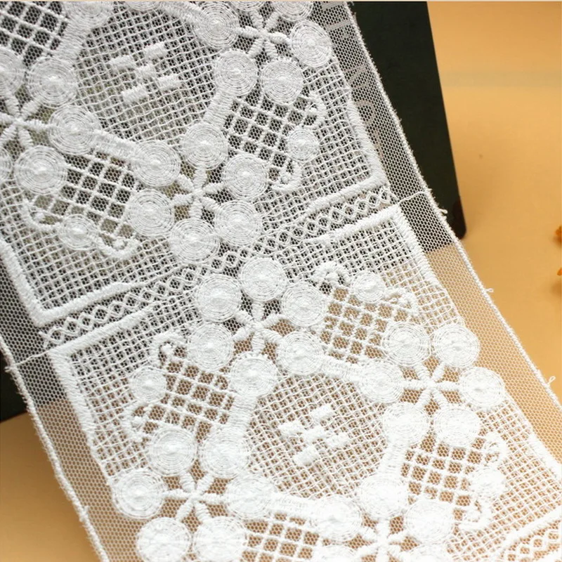 

White Lace Trim Tulle Switzerland Broderie Voile Fabric Encaje Bordado For Clothes Trimmings Sewing Dress Decoration