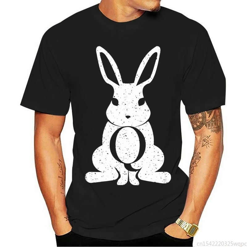 

New Qanon The White Rabbit Men'S Black T-Shirt En1 Slim Fit Tee Shirt