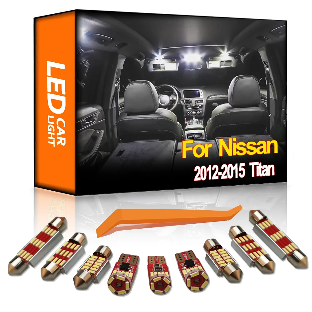 

12Pcs Interior LED Light Package Kit For 2012-2015 Nissan Titan Dome Map Trunk Reading License Plate Light