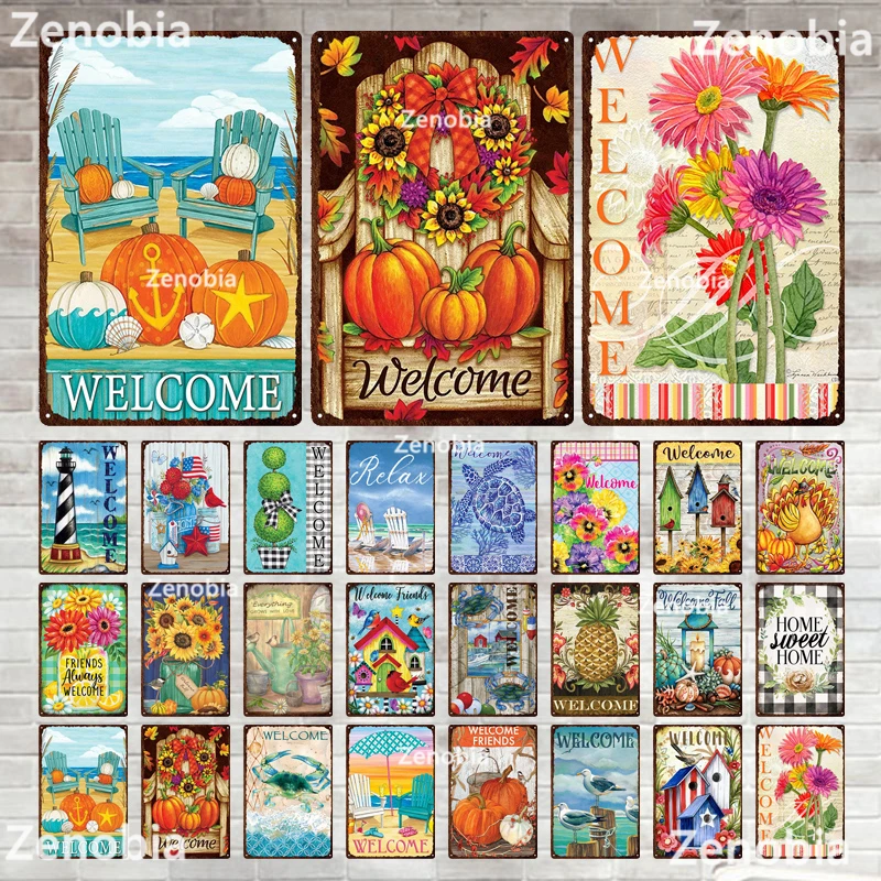 Декор Zenobia добро пожаловать в дом винтажный металлический жестяной знак