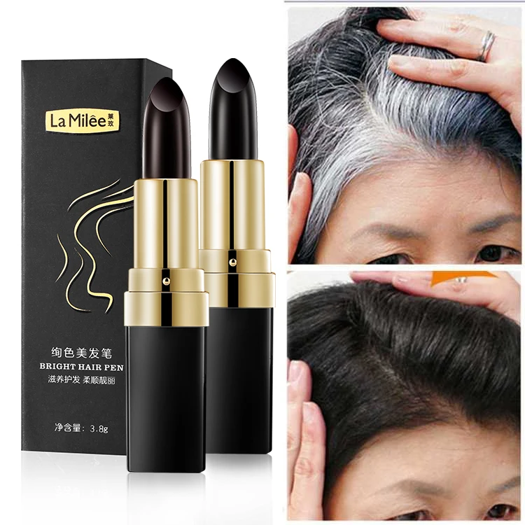 

4pcs One-Time Hair dye Instant Gray Root Coverage Hair Color Modify Cream Stick Temporary Cover Up White Hair Colour Dye 3.8g