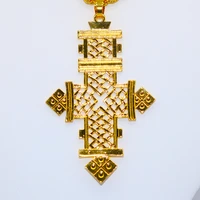 big ethiopian cross pendant necklace eritrea women wedding gift jewelry africa crosses arabia necklace gold 60cm twist chain