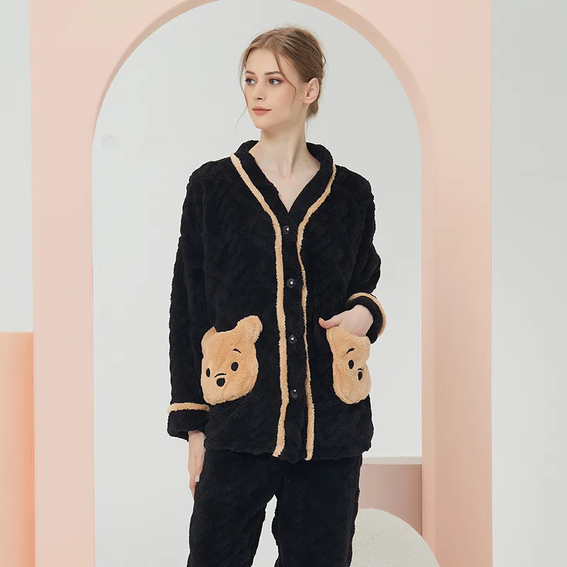 Winter Pajamas Women's Coral Velvet Home Service Thickened Ladies Pajamas Flannel Pajamas Sleepwears Set pyjama pour femme