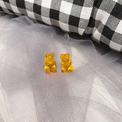 HZ Новинка милая Цветная Акриловая заколка для волос Gummy Bear заколки для волос аксессуары для волос для женщин девочек детей - Цвет: 40 Stud earring